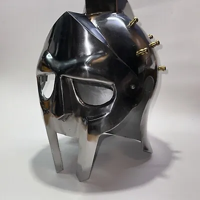 Steel Armor Full-Size Metal Gladiator Maximus Arena Helmet Prop For Display Only • $67.99