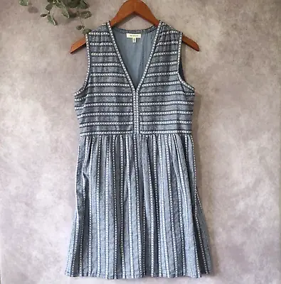Max Studio Dress Women Small Blue White Stripe Sleeveless Pullover Fit And Flare • $14.01