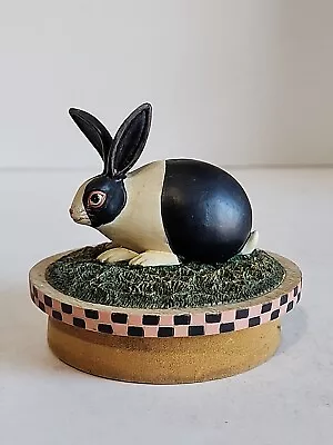 Yankee Candle Warren Kimble Folk Art Rabbit Candle Jar Topper Wood Bunny NOS • $18.50