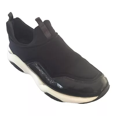 Salvatore Ferragamo Black Sneakers Size 38 Thick Sole Slip On Flats Casual Sport • $199