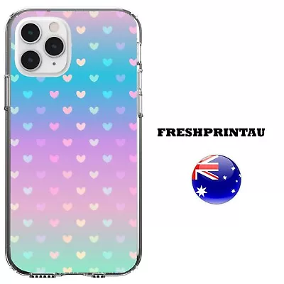 $17.95 • Buy Case Cover Silicone Neon Rainbow Gradient Love Hearts Cute Pastel Design Pattern