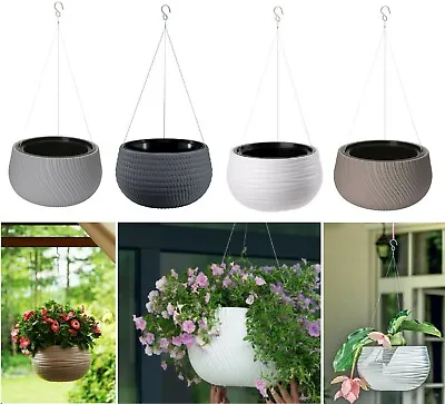 Hanging Planter Basket Pot Plaited Flower Planter Chain Home Garden Decorative • £15.83