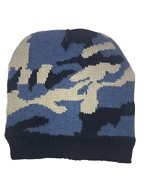 Navy & Light Blue Khaki Tan Camo Camouflage Stocking Lined Hunting Cap Hunting • $8.96