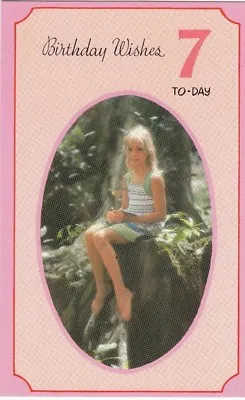 7th Happy Birthday Girls Vintage Greeting Card - 7 Years Old Seventh  • £1.99