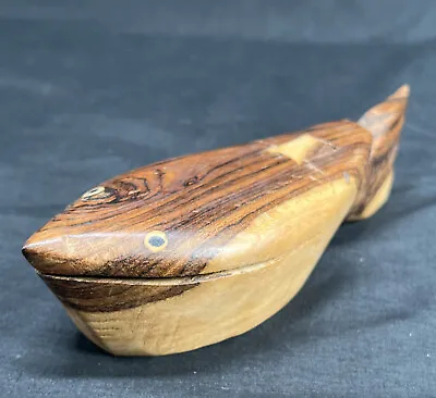 Carved Wooden Whale Trinket Box 2 Toned Wood • $15