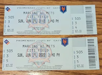 One New York Mets Ticket 6/19/2022 Citi Field New York • $9.99