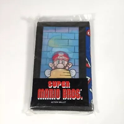 Vtg Super Mario Bros. Action Wallet Trifold Lenticular Nintendo 1990 [Seal Wear] • $85