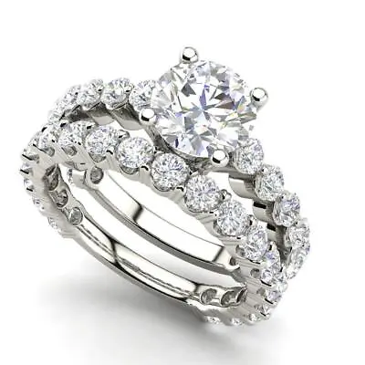Set 2.25 Carat VS2/F Round Cut Diamond Engagement Ring White Gold Treated • $1993.20