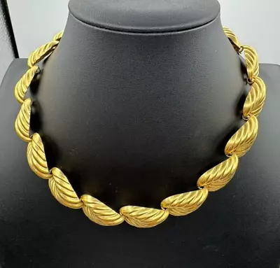 Vintage Anne Klein Gold Choker Necklace Lion Head Logo 80's 90's Textured • $32