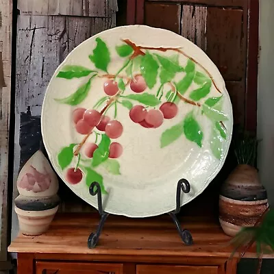 St Clement France Plate Majolica Antique Fruit Cherries Early 20th Century Flaw • $19.54