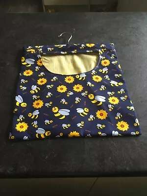 Hand Made Laundry Peg Bag With Wooden Hanger Navy Bee Print With Lining • £8.49