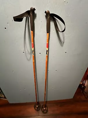 NICE VERY OLD Vintage Set Of Bamboo Snow Ski Poles Measuring 50  Long • $25.84