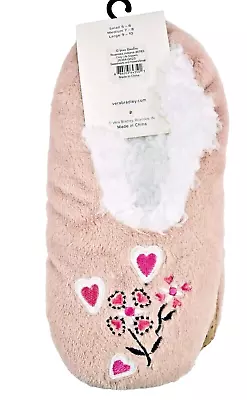 Vera Bradley Womens Slippers Size S (5/6) Cozy Life Pink W/ Sweethearts Flowers • $25.13
