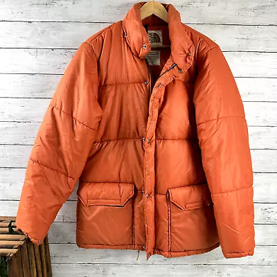 Vintage 70s 80s The NORTH FACE Puffer Goose Down Parka Jacket Orange XL Made USA • $139.99