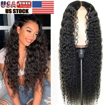 Human Hair Lace Front Wig Womens Brazilian Human Long Curly Wavy Hair Wigs • $8.99