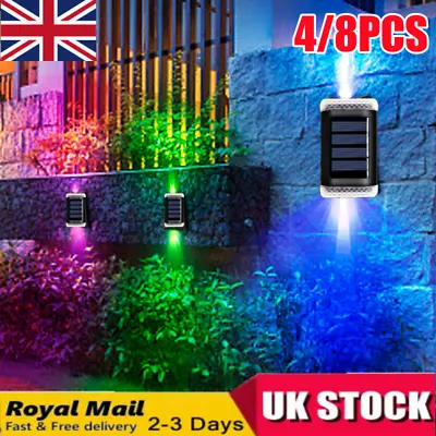 £15.99 • Buy 8X Super Bright Solar Powered Door Fence Wall Lights LED Outdoor Garden Lamp UK