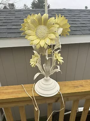 Vintage  Metal Sun Flower Table Lamp Light MOD Shabby Chic • $184.50