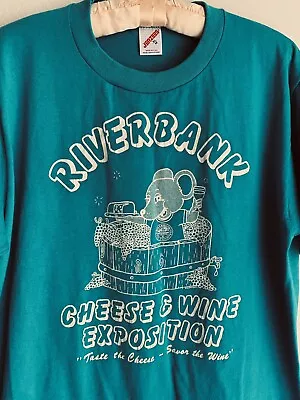 XL Vintage Riverbank Wine & Cheese Exposition T-shirt Retro Mouse Jerzees 50/50 • $29.99