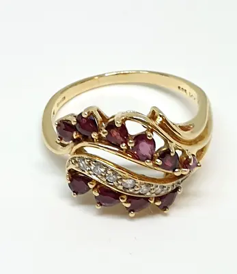 Faberge Franklin Mint 14ct 585 Ruby And Diamond Ring Size Y • $764.84