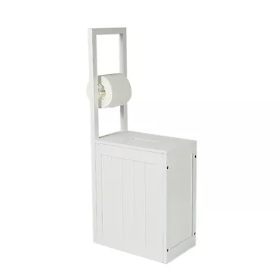 £21.99 • Buy Wooden Toilet Roll Holder With Storage Cabinet White Freestanding Home Bath 68cm