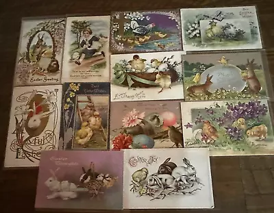 Nice~Lot Of 12 Vintage~ Easter Postcards~Bunnies~ Chicks~in Sleeves~h520 • $18.95