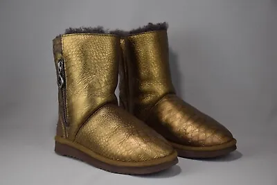 Mou Eskimo Gold Snake Printed Shearling Lined Boots Winter US 7 UK 5 EU 38 • $100