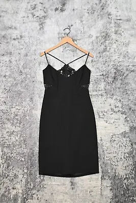 Michelle Mason Black Lace Inlay Sleeveless Back Keyhole Dress Size 8 • $5.99
