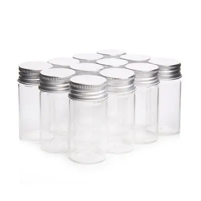 Vials Small Glass Bottles Mini Jars With Aluminum Screw Storage Lids Deco • £4.38