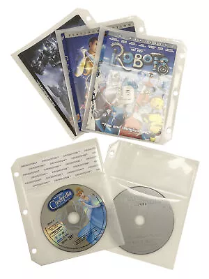 50 White CD/DVD Half Sheet Storage Binder Filing Sleeve & Booklet • $12.95