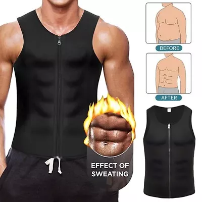 Men's Gynecomastia Body Shaper Slim Vest Sweat Compression Tank Tops Shirt Gym • £12.79