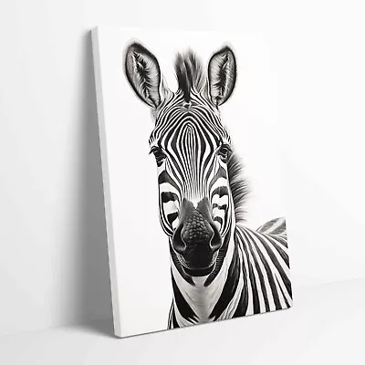 Zebra Portrait Art Stretched Canvas Or Unframed Poster More Sizes • £12.99