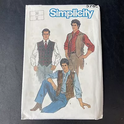 Vtg Simplicity Pattern 5780 Men’s Lined Vests Size 38 UNCUT • $14.99