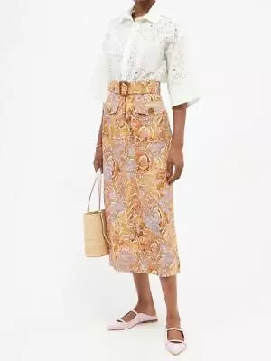 NWOT ZIMMERMANN Multicolor Paisley Printed Belted Skirt Size AU 0/US 4 • $215