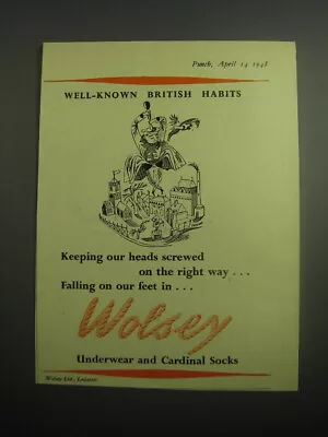 £16.50 • Buy 1948 Wolsey Underwear And Cardinal Socks Ad - Heads Screwed On Right