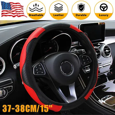 $7.89 • Buy Car Accessories Steering Wheel Cover Black Leather Anti-slip 15''/38cm Universal