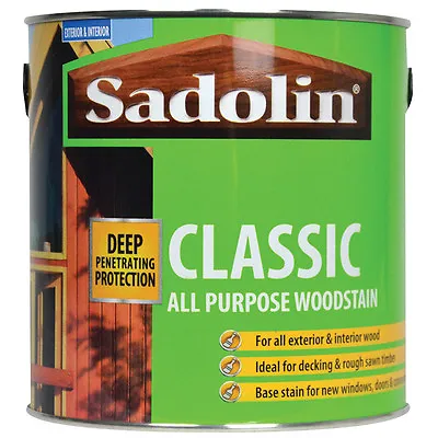 5lt Sadolin Classic All Purpose Woodstain Mahogany Ebony Teak Redwood Walnut • £68.20