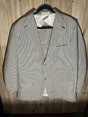 Brooks Brothers Men’s 45 Gray Seer Sucker Blazer Sports Coat • $64.95