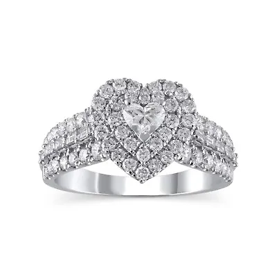 $3033.61 • Buy 10K Gold 1.33Ct Diamond Heart Halo Engagement Wedding Ring For Women