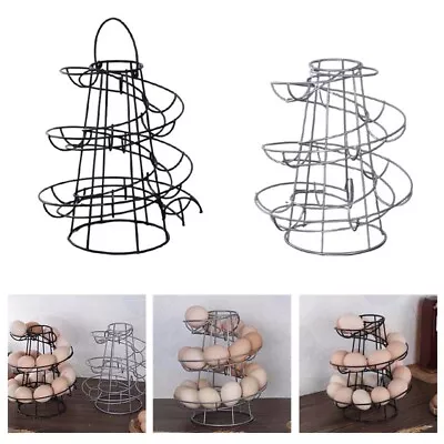 Silver 18 Eggs Egg Holder Spiral Helter Skelter Egg Stand Rack Storage Holder UK • £10.69