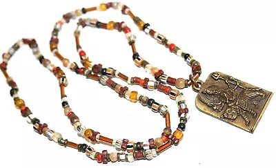 Vintage Beautiful Venetian African Art Glass Trade Beads Pendant Necklace #1012 • $3.25