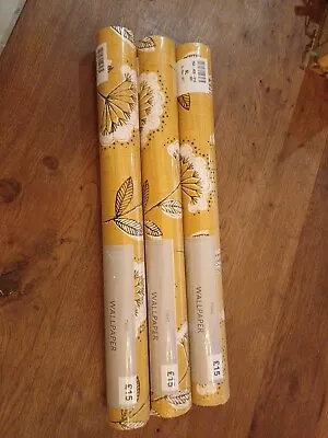 Next Wallpaper 3 Rolls OCHRE RETRO COW PARSLEY • £30