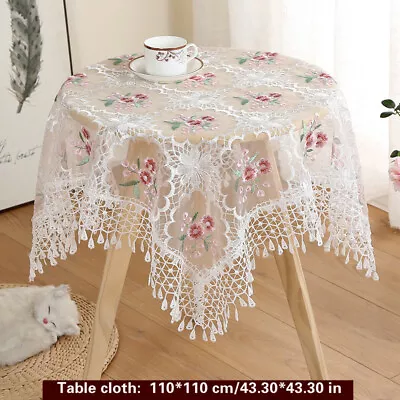 $14.39 • Buy European Embroidered Lace Tablecloth Rectangle Square Floral Table Cover Home
