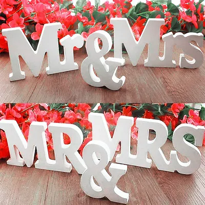 £4.79 • Buy Mr & Mrs Wooden Letter Sign DIY Freestanding Top Table Centerpiece Wedding Décor