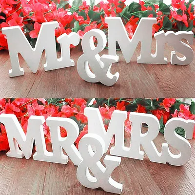 Mr & Mrs Wooden Letter Sign DIY Freestanding Top Table Centerpiece Wedding Décor • £4.79