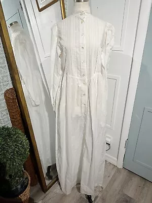 Laura Ashley Vintage Victorian Prairie Wedding Gown Cottagecore Dress Medium • $179.95