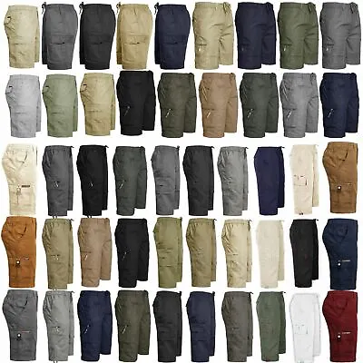 Mens Elasticated Waist 3/4 Long Length Shorts Cargo Combat Three Quarter Pants • £10.99