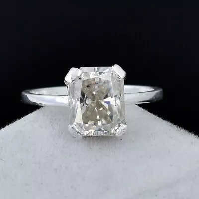 Certified 3Ct Radiant Cut White Diamond Solitaire Ring  925 Silver ! • $75