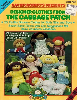 Cabbage Patch Kids DESIGNER Clothes Pattern Book Xavier Roberts 1984 Plaid 7686 • $15.95