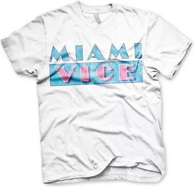 Miami Vice Distressed Logo T-Shirt White • £25.70
