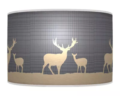 Deer Stag Check Plaid Tartan Beige Smok Blue Lamp Shade Handmade Lampshade Dz736 • £29.99